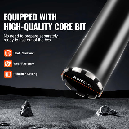 VEVOR Core Drill Machine, 0.8-11.8in Drilling Diameter Diamond Core Drill Rig with Stand and Core Drill Bit, 3500W Rugged Concrete Core Drill, Wet and Dry Use, For Concrete, Brick, Marble