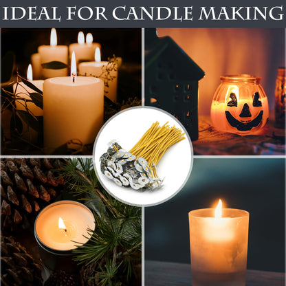 SWIGRANCE 15cm Hemp Candle Wicks 100Pcs, Hemp Braided Wick for Handamde Candle Making, Pre-Waxed with Beeswax