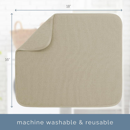 S&T INC. Dish Drying Mat - Absorbent Microfiber Kitchen Counter Pad, 16” x 18”, Large, Pure Cashmere