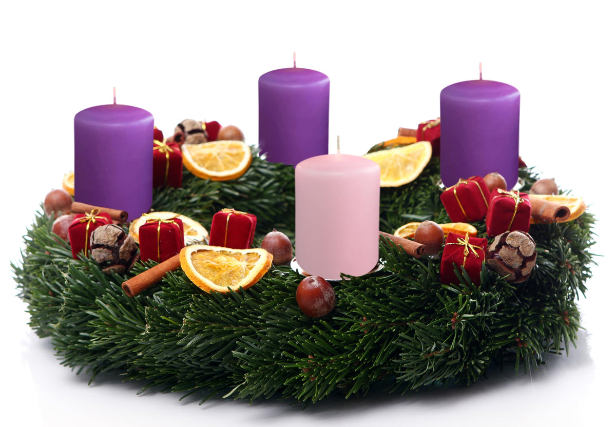 Hyoola Advent Candles Set of 4 - Unscented Pillar Candles 2x3 Inch - Made in Europe - Holiday & Advent Wreath Candles