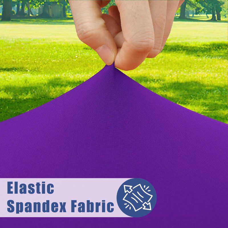 Moosfor Round Spandex Tablecloth, Elastic Fitted Waterproof Tablecloths for 36"-44" Tables, Stretch Washable Picnic Table Cover for Camping, Dining, Indoor and Outdoor, Purple