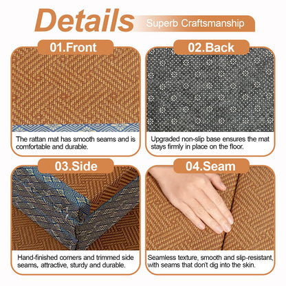 Dymhaoby Japanese Traditional Tatami Mattress, Coconut Coir Tatami Mat, Foldable Japanese Floor Mattress,Futon Bed,Meditation Mats for Floor,Summer Sleeping Mat(100 * 200cm)