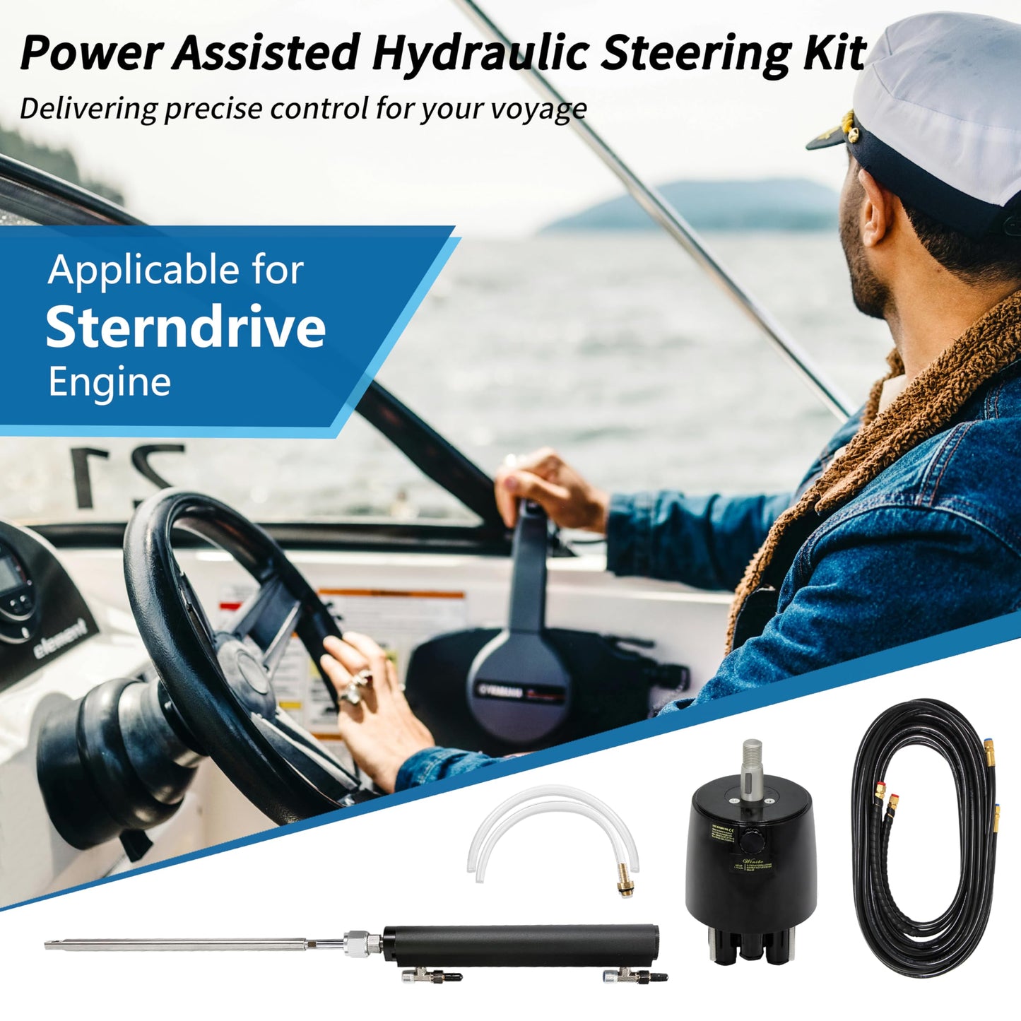 Winibo Sterndrive Hydraulic Steering Kit, Power Assisted Steering System for Stern Drive Engine (WQQW)