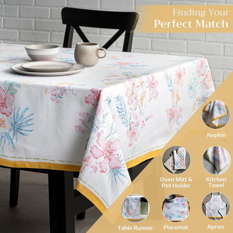 Maison d' Hermine Table Cloth Square Table 100% Cotton 60 x 60 Inches Tablecloth Reusable Decorative for Dining Kitchen Room Farmhouse Home Gifts for Mothers Day Spring Summer - Paradise Island