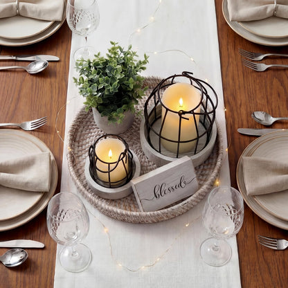 Mumufy Modern Rustic Farmhouse Candle Lantern Set of 5 (Candles are Not Included), Decorative Lanterns for Living Room Table Centerpieces Fireplace Mantle Modern Home Decor(Small,Black, White)