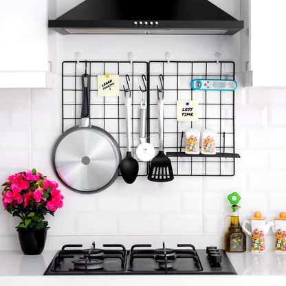ODOXIA 3-Pack Wire Wall Grid Panel | Photo Grid Wall Decor | Metal Board for Hanging Pictures | Black Wire Organizer for Home, Office & Kitchen | Panel for Display & Storage