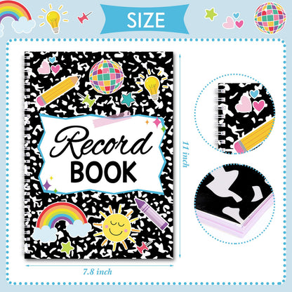 Fuyoooo Teacher Record Book Teacher Grade Books 2026-2027 Spiral Bound Record Planner 2026 Class Grade Book Office Favors for Classroom Attendance Decoration Double Sided(Black,Dots)