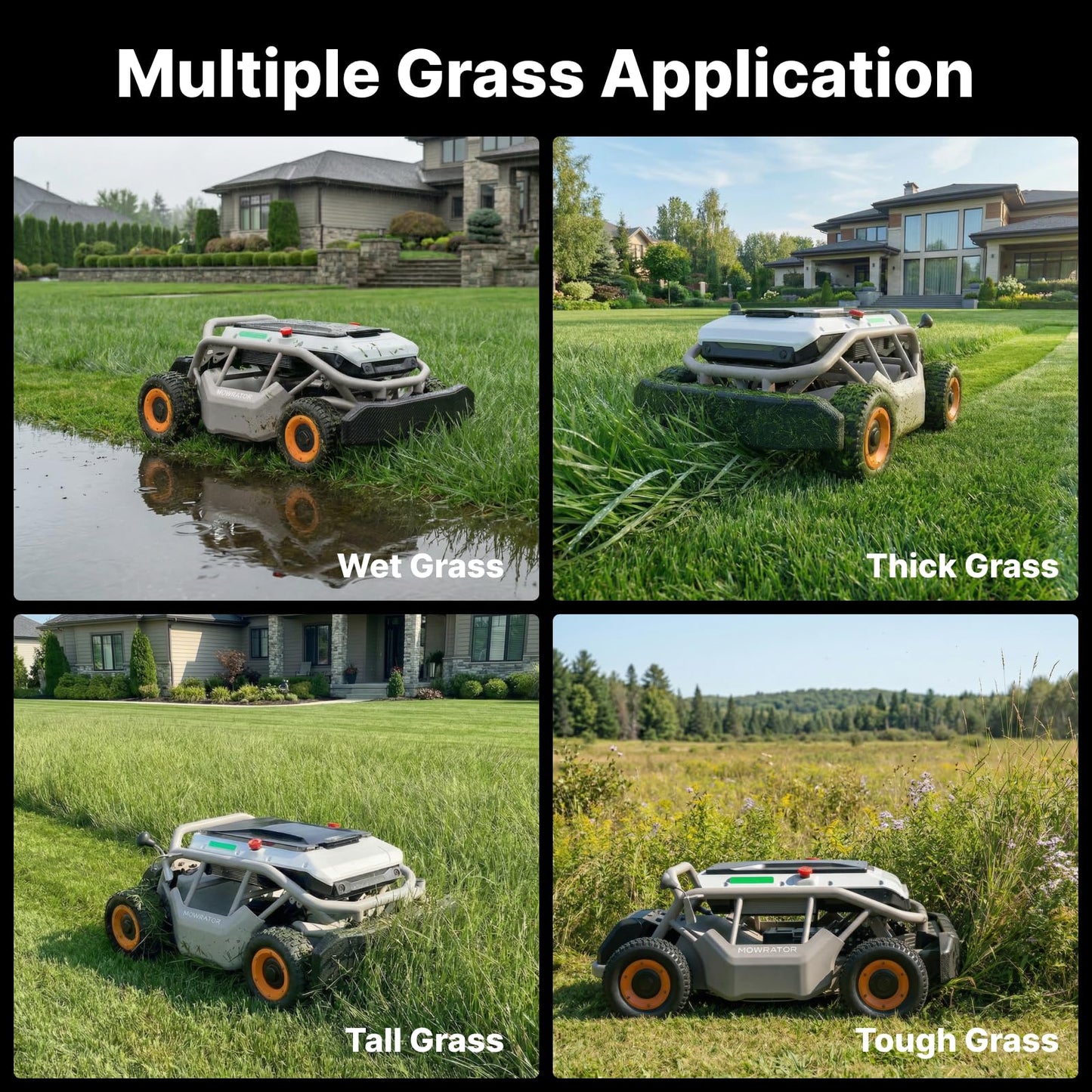 Mowrator S1 4WD 12Ah Remote Control Lawn Mower, All-Season Yard Care, 75% (37°) Slope Climbing, 21" Cutting Width, 1.5–4.3" Adjustable Cutting Height, Up to 0.75 Acres