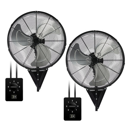 AZOUTDOOR 2 Pack 20 Inch Wall Mount Fans, Oscillating Fan with 3 Speed Settings, High Velocity Fans with Adjustable Tilt for Commercial, Industrial, Warehouse, Workshop, Garage