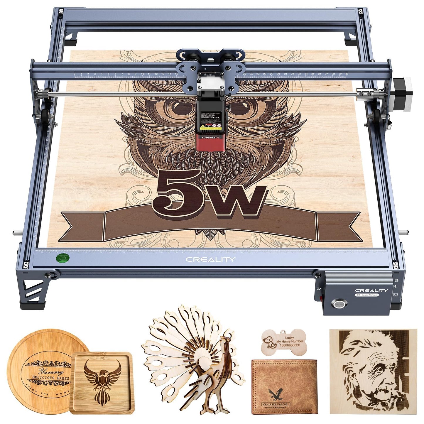 Creality Falcon 72000mW Output Laser Engraver, 5W Efficient Laser Engraver Machine, Laser Cutter and Engraver Machine for Wood, Metal,Paper, Acrylic, Leather, Laser Class 4