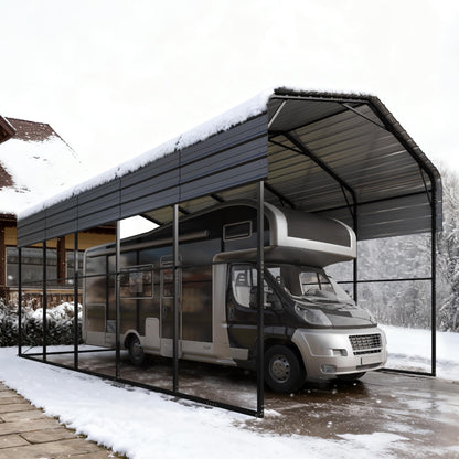 Sophia & William 14x25x13FT Heavy-Duty RV Carport Extra-Tall Shelter for Class A/B/C RVs, Trailers & More (Galvanized Steel Roof), Dark Grey