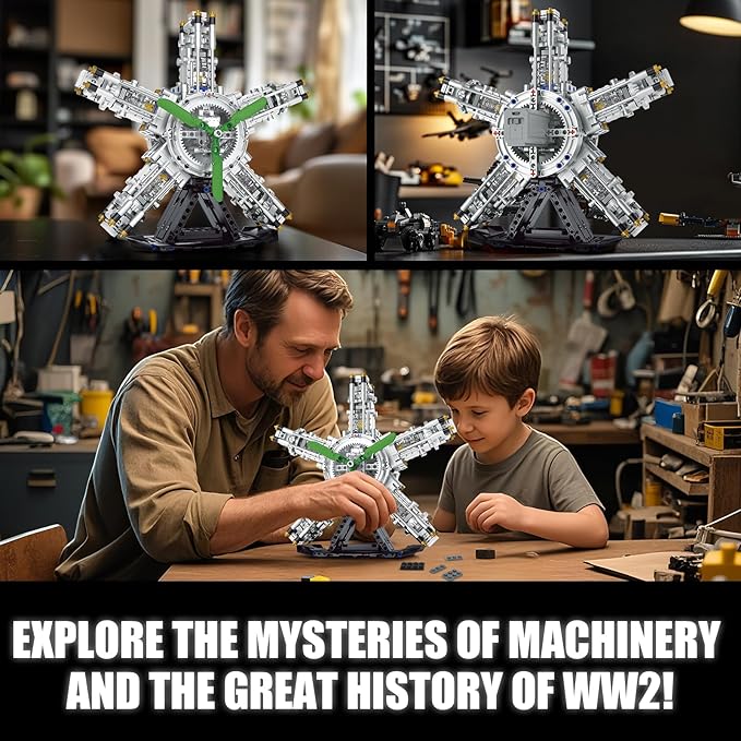 5-Cylinder Radial Engine Building Set Build Your Own Mini Military Plane Engine Model Kit That Runs Compatible with Lego WW2 STEM Toy Gifts for Adults &amp Teens Boys 8-14+ (863 PCS)