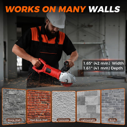 4200W Professional Electric Wall Chaser, Max 1.65"W & 1.6"D, 5" Wall Grooving Machine & Concrete Cutter, 110V Dust-Free Tool Kit with Pump, 5 Blades & Vacuum Adapters, UL Listed