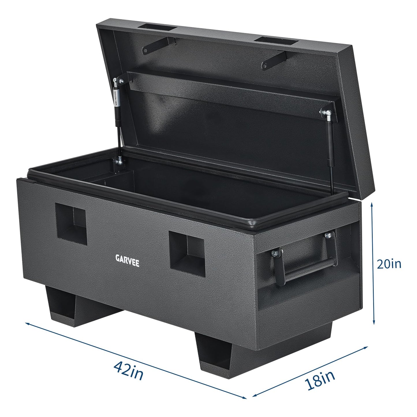 SierraSquad 42 Inch Jobsite Box, Heavy Duty Steel Powder Coated Truck Tool Box with Lock & Side Handle for Pickup Truck, Trailer, RV, ATV, Garage, Indoor
