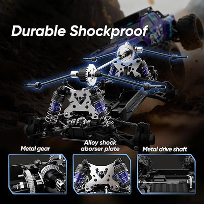 1/14 Brushless RC Cars for AdultsFast 50mph Electric Off-Road RC Monster Truck4WD High Speed 4X4 All Terrain Remote Control Car with 25W Fast ChargerWaterproof RC Truck with 3S Battery ﻿﻿