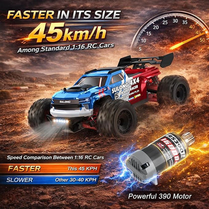 Scientoy 1/16 RC Cars 45 KPH 4WD All Terrain RC Truck Offroad High Speed Remote Control Car with 2 Batteries 60 Min Runtime Hobby Grade RC Vehicle for Teens &amp Adults