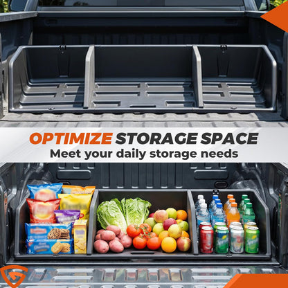 GEARLAST 48 inch Truck Bed Cargo Box, Truck Bed Organizers and Storage,Truck Bed Storage System with Isolation Netting and Tarpaulin, Tailgate-slide Design for Effortless Loading/Unloading