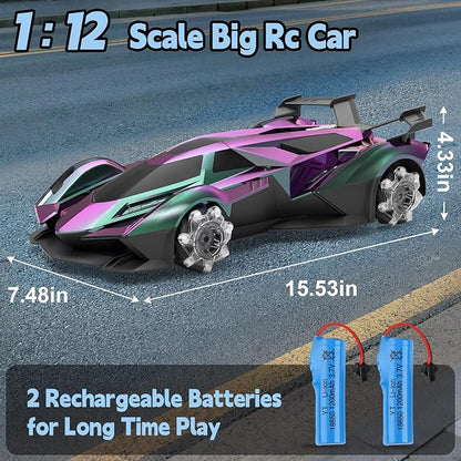 SASBSC Lamb Remote Control Car for Boys 4-7 8-12 Drift Rc Cars with 360° Rotation Spray Music &amp Lights 1:12 Rechargeable Rc Car Toys 10-12km/h Sport Race Toy Cars Gifts for Kids (Multi-Color)
