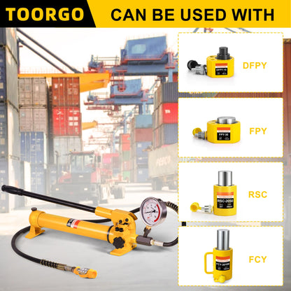 TOORGO CP-700 Hydraulic Hand Pump with Oil Gauge,Hand Operated Pump Manual Pump Hydraulic Pump for Lifting Cylinders
