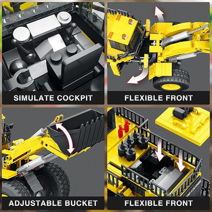 Reobrix Bulldozer Building Blocks Set 22009 Engineering Vehicle Model Kit for Adults Remote Control Excavator Toy with 4-Wheel Drive Gifts for Adults Ages 14+ 1876 Pieces
