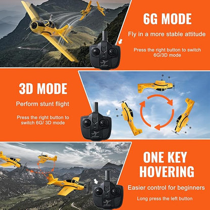 VEVOR RC Plane 2.4GHZ 4 Channel RC Airplane with 6-Axis Gyro Stabilizer&amp2 Batteries Ready to Fly T28 Trainer Aircraft Plane Toy RC Glider for Adults Kids Beginners Boys Birthday/Xmas Child Gift