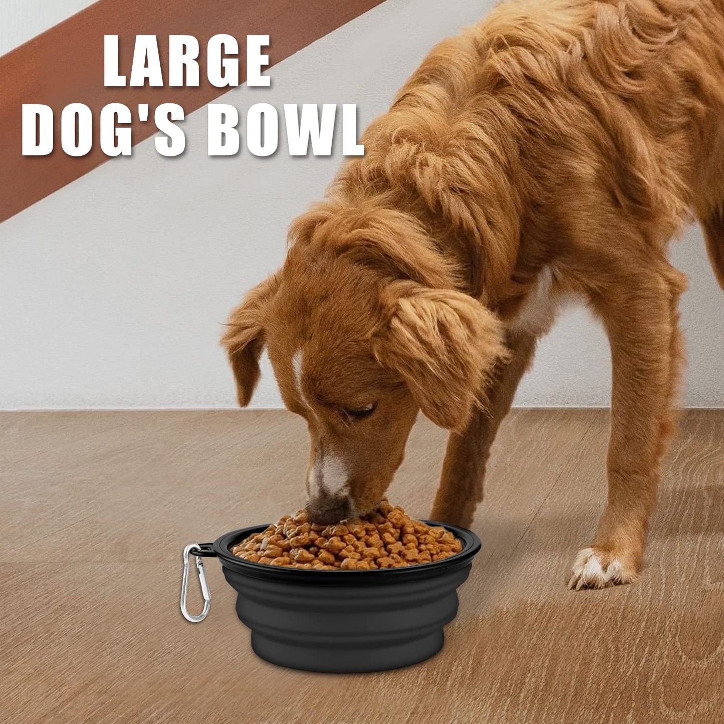 Collapsible Dog Bowls-2 Pack Large Size for Large/Medium Dogs, Pet Travel Water Bowl, Dogs Cat Portable Water Bowl, Dog Pet Feeding Watering Dish Outdoor Hiking Parking Traveling with 2 Carabiners