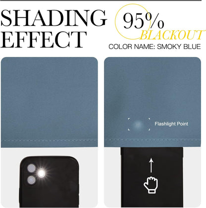 NICETOWN Smoky Blue Blackout Curtains - Thermal Insulated Drapes for Living Room | 68" Length, 55" Wide, 2 Panels