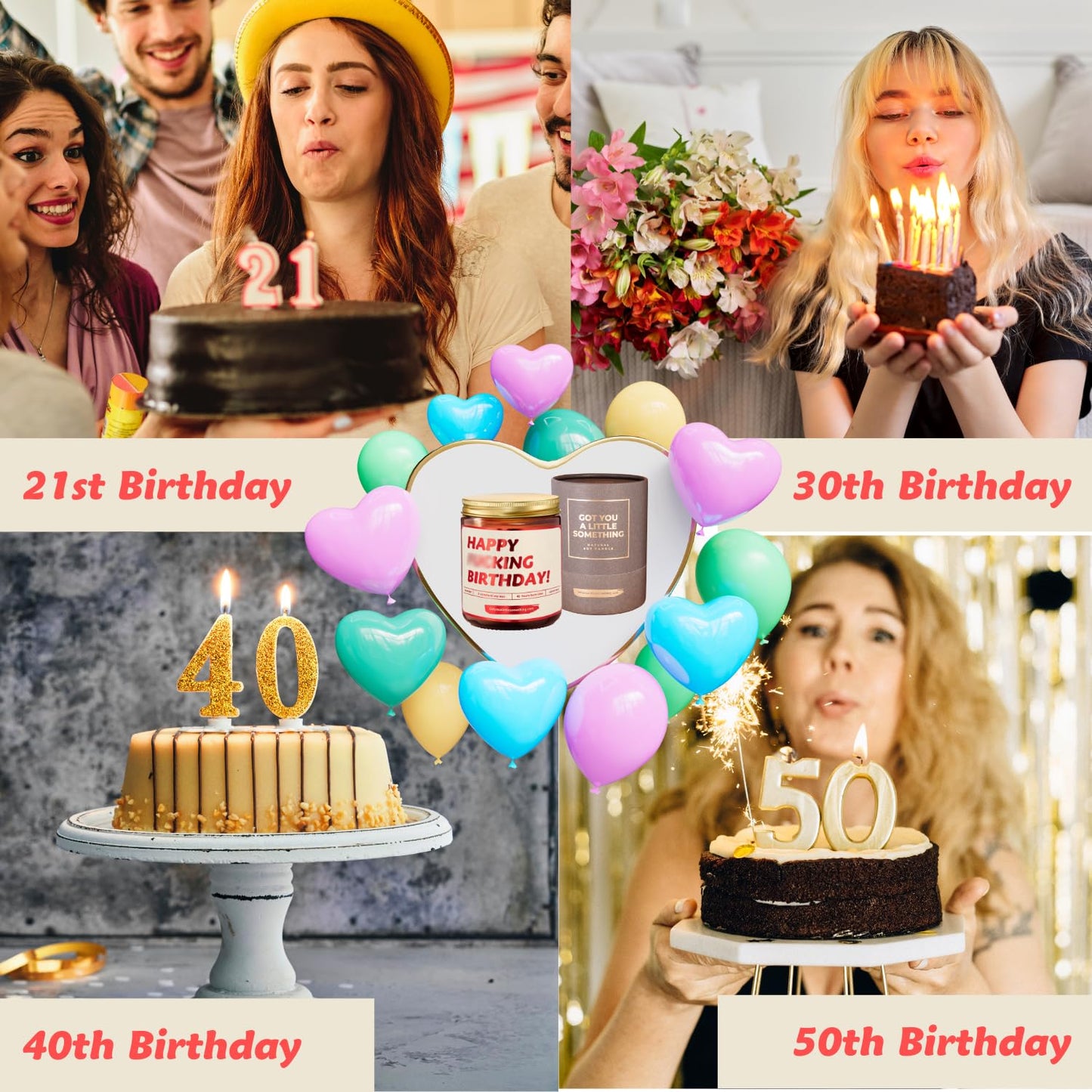 Funny Happy Birthday Candle | Lavender Vanilla, 100% Soy Wax | Funny Gifts for Women Friendship, Sister, Best Friend, BFF, Bestie, Coworker - Gag Candle Gift Idea for 40th or 30th Birthday for Her