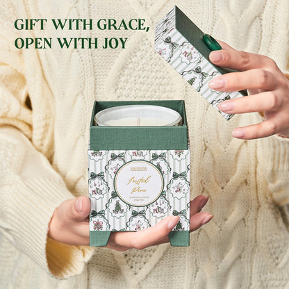 M&SENSE Christmas Holiday Candle - Frosted Pine Scent, 7.4oz Soy Wax, Winter Scented Candle Gift for Women and Teen Girls