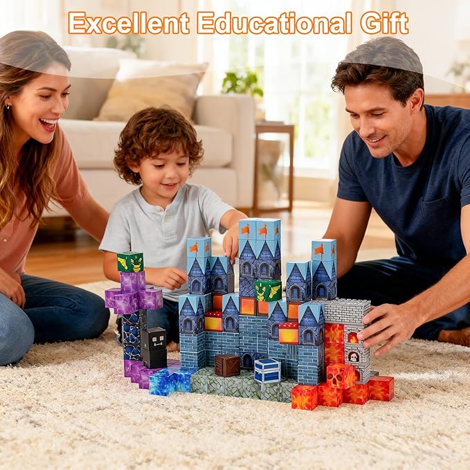 Magnetic Blocks Building Cubes Toys for Kids Ages 3+ 160 PCS Strong Magnetic STEM Sensory Stacking Blocks Educational Learning Toys Birthday Festival Gifts for Boys Girls with Storage Bag