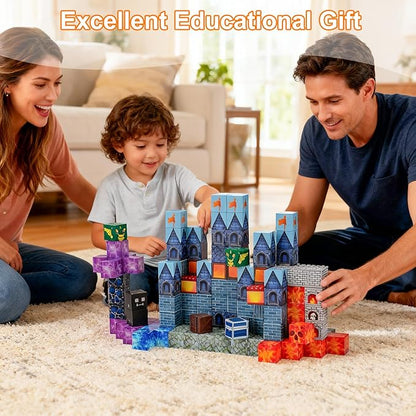Magnetic Blocks Building Cubes Toys for Kids Ages 3+ 160 PCS Strong Magnetic STEM Sensory Stacking Blocks Educational Learning Toys Birthday Festival Gifts for Boys Girls with Storage Bag