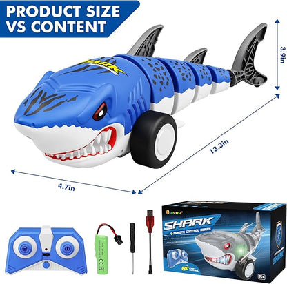 Remote Control Shark Car Toys for Kids2.4GHz RC Cars Simulation Shark with Cool Light 360° Stunt Drift &amp Most TerrainsOutdoor Toys for Birthday for 678910-12 Boys Girls
