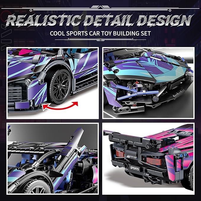 1329 Piece Sports Car Building Blocks Toys Boys or Adults Kits 1:14 Race Car Model Building Set Adult Collectible Model Cars Set to Build STEM Super Cars Sets for Boys Girls Age 6-12 8-14