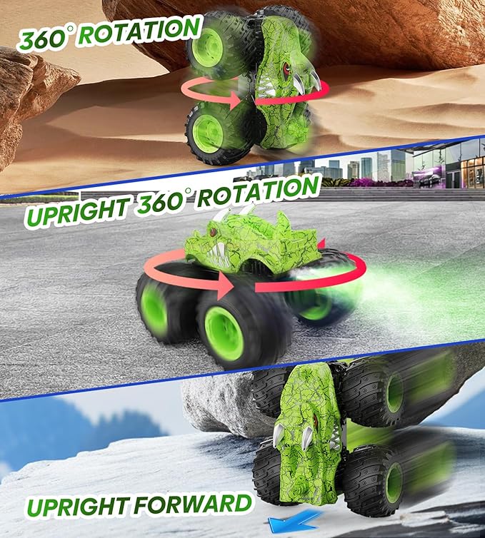 BAODLON RC Monster Trucks Toys for 3 4 5 6 7 8 Years Old Boys Kids 2.4GHz Remote Control Monster Car All Terrain RC Truck Off Road with Spray &amp Light Rechargeable Battery Christmas Birthday Gi