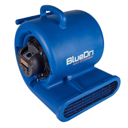 BlueDri Max Storm 35 1/3 HP 2900 CFM Air Mover Blower Floor Fan for Industrial Water Damage Flood Restoration Carpet and Floor Drying Blower Fan, Blue, BD-MS35