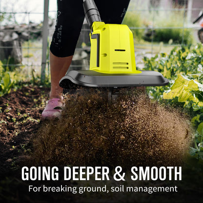 Cordless Tiller Cultivator with 2 x 2.0AH Batteries(120Minutes Use) &1.5A Fast Charger, 540RPM Powerful Battery Powered Garden Tiller Electric Rototiller with 10In Tilling Width & 7In Depth