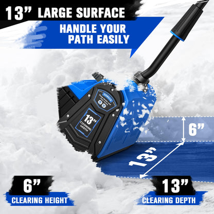 VOTLEMI Cordless Snow Shovel, 13 Inch Electric Snow Shovel with Directional Plate, Brushless Cordless Snow Blower for Pathway, Patio, Deck, Driveway, Blue