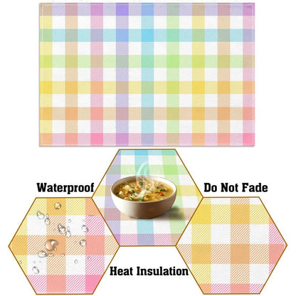 Pudodo Easter Buffalo Plaid Check Placemats Set of 4 Spring Holiday Party Decorations for Home Kitchen Table Supply (12" x 18")
