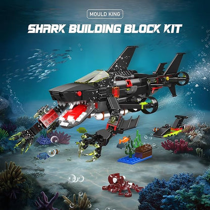 Mould King Shark Building Block Set Ideas Movable Ocean Animal Sea Fish Building Toy Home Decor Gift for Adult 1031 PCS