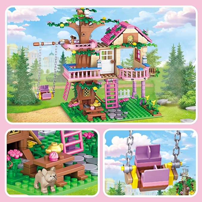 Tree House Building Set Compatible with Friends 504 PCS Forest House Building Kit Birthday Gift for Kids Girls Boys Age 6-12 Years（7652）