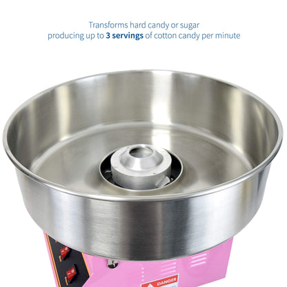 VIVO Pink 1030W Electric Cotton Candy Maker, Commercial Candy Floss Machine with 20 inch Stainless Steel Bowl, Includes Bubble Shield Cover and Sugar Scoop, Easy Home Use, CANDY-KIT-1