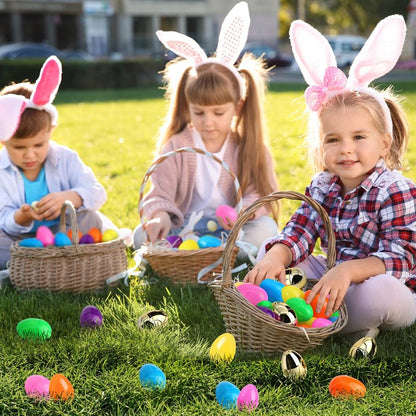[6 Surprise Golden Eggs] 100 Pack 3 Inch Large Easter Eggs, Empty Easter Eggs Fillable, Bright Colors Plastic Eggs Bulks for Easter Hunt, Easter Party Favor, Basket Stuffers Fillers