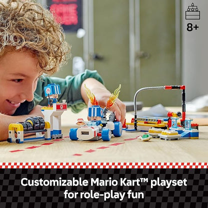 LEGO Super Mario: Mario Kart Toad's Garage - Nintendo Toy Building Set for Kids Boys &amp Girls Ages 8+ - Collectible Mario Kart Toy for Fans with 2 Blue Toad Figures - Gift Idea for Birthdays - 72