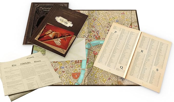 Asmodee Sherlock Holmes Consulting Detective - The Thames Murders &amp Other Cases Board Game - Captivating Mystery Game for Kids &amp Adults Ages 14+ 1-8 Players 90 Min Playtime