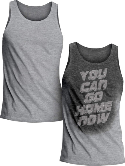 Actizio Men's Workout Shirt Cotton Fabric Tank Top Sleeveless Sweat Activated Motivational Exercise Gym Athletic Fit Moisture Wicking Fitness Shirt - You Can Go Home Now (Size M)