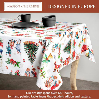 Maison d' Hermine Table Cloth Rectangle Table 100% Cotton 60 x 90 Inches Fall Tablecloth Reusable Everyday Use for Thanksgiving Christmas Decorations Dining Farmhouse Party (Chromo)