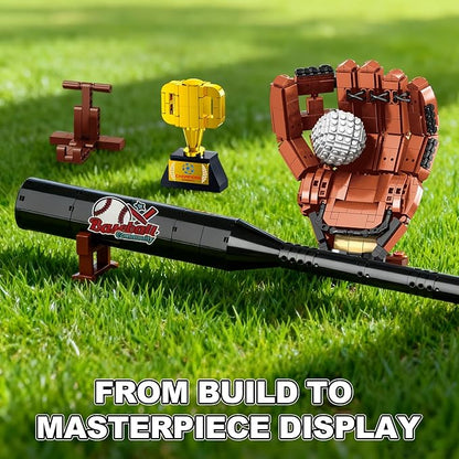 Baseball Building Kit for Adults 1021 PCS – Sports Display Model with Bat Glove Ball &amp Trophy Creative Building Toy for Men Teens &amp Fans Unique Gift Idea &amp Home Office Display Décor
