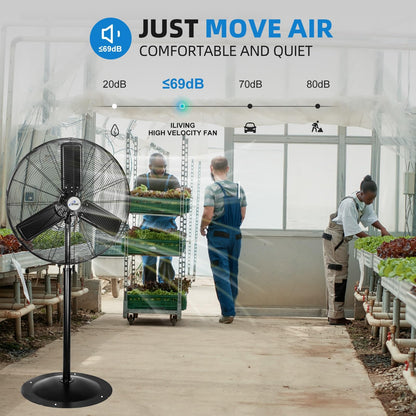 iLiving 30" Commercial Pedestal Oscillating Fan - Shop, Garage, Warehouse - 120V 1.8A 8400 CFM