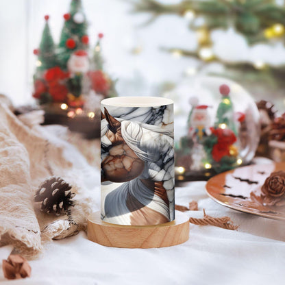 Grgvtei Flameless Candles Horse Texture Marble Flickering LED Pillar Candles with Remote & Timer, Battery Operated Set of 2 Warm Glow for Wedding Party Home Decoration