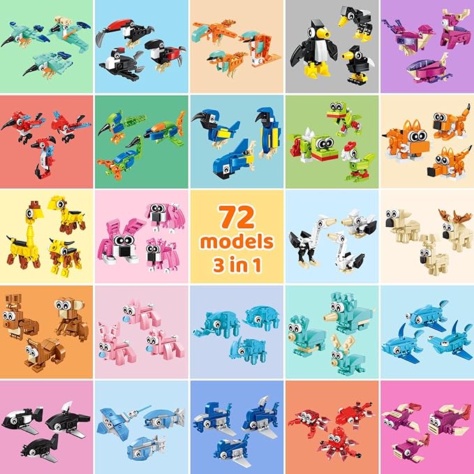 24 Pack Mini Animals Easter Building Block Toy Stocking Stuffers Classroom Prizes Goodie Bags Fillers Building Set Birthday Gifts Party Favors for Boys Girls Ages 6 8 10 12